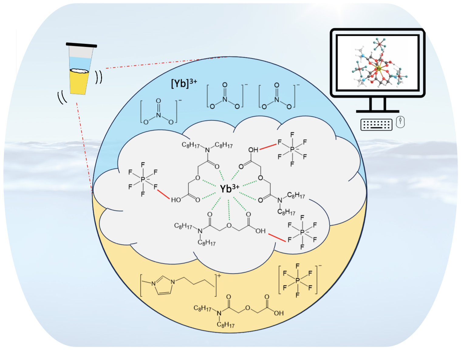Schematic representation of molecular interactions.