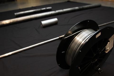 Photo of the aluminum-calcium composite in three forms.